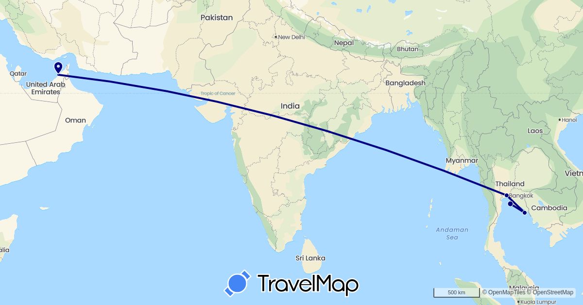 TravelMap itinerary: driving in United Arab Emirates, Thailand (Asia)